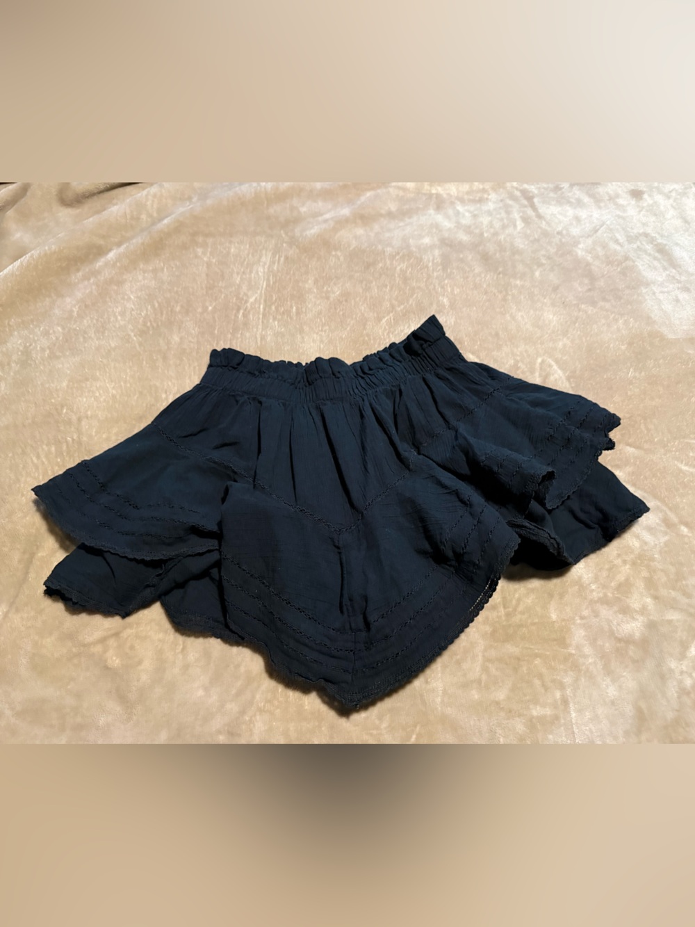 aerie Black Ruffle-Hem Shorts